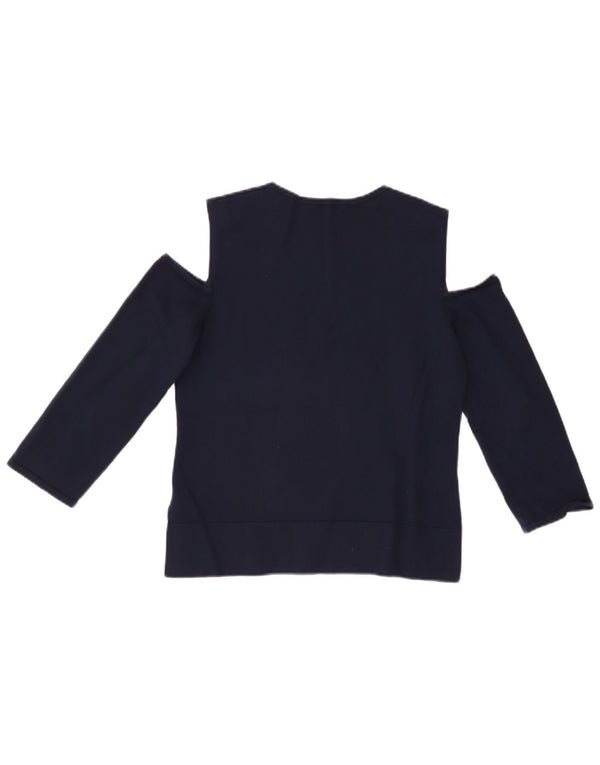 Hobbs Haut à épaules dénudées pour femme, manches 3/4, UK 12, bleu marine moyen, viscose
