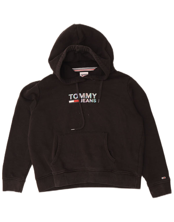 Tommy Hilfiger Pull à capuche graphique pour femme UK 14 Coton noir moyen