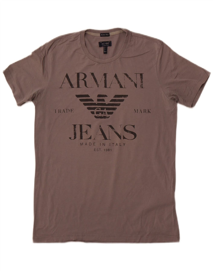 Armani Jeans T-shirt graphique extra fin pour homme, grand, gris, coton