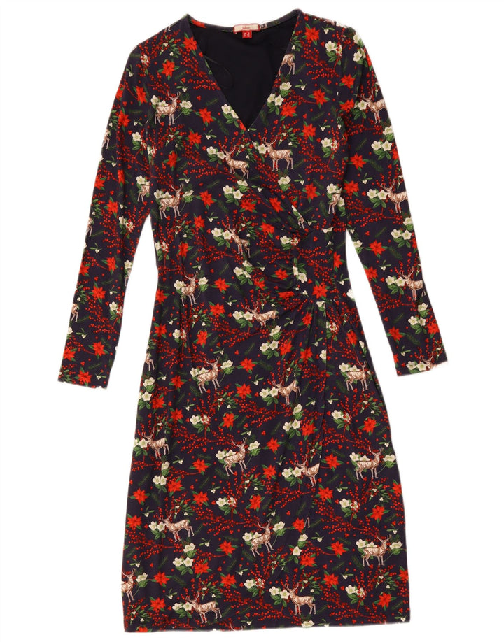 Joe Browns Robe fourreau pour femme UK 8 Small Bleu marine Floral Viscose