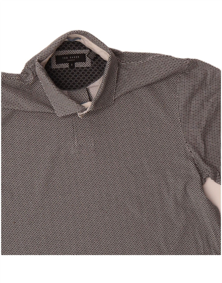 Ted Baker Polo Homme Taille 2 Petit Gris Carreaux Coton