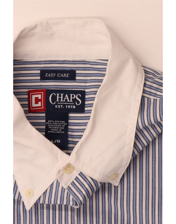 Chaps Chemise Homme Easy Care Large Bleu Rayé Coton