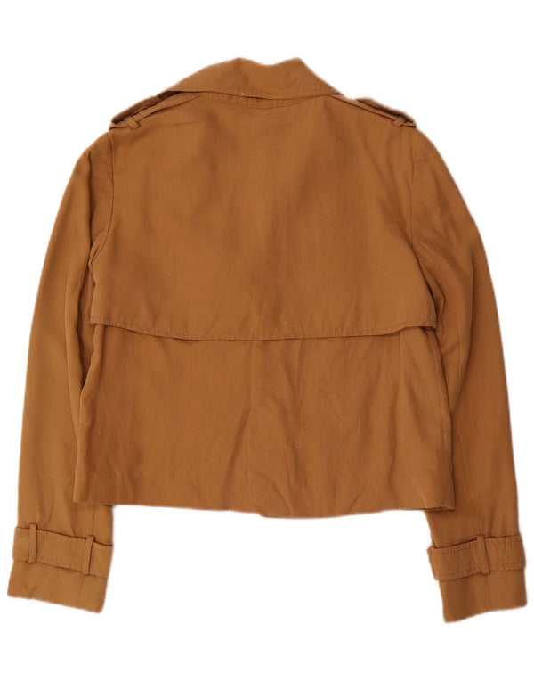 Zara Veste blazer courte surdimensionnée ouverte pour femme UK 6 XS Marron Lyocell