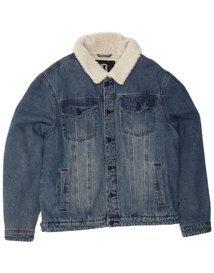 BRANDIT Veste en jean Sherpa pour homme UK 40 Large Bleu Coton