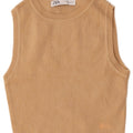 Zara Womens Crop Vest Top UK 12 Viscose Beige Moyen