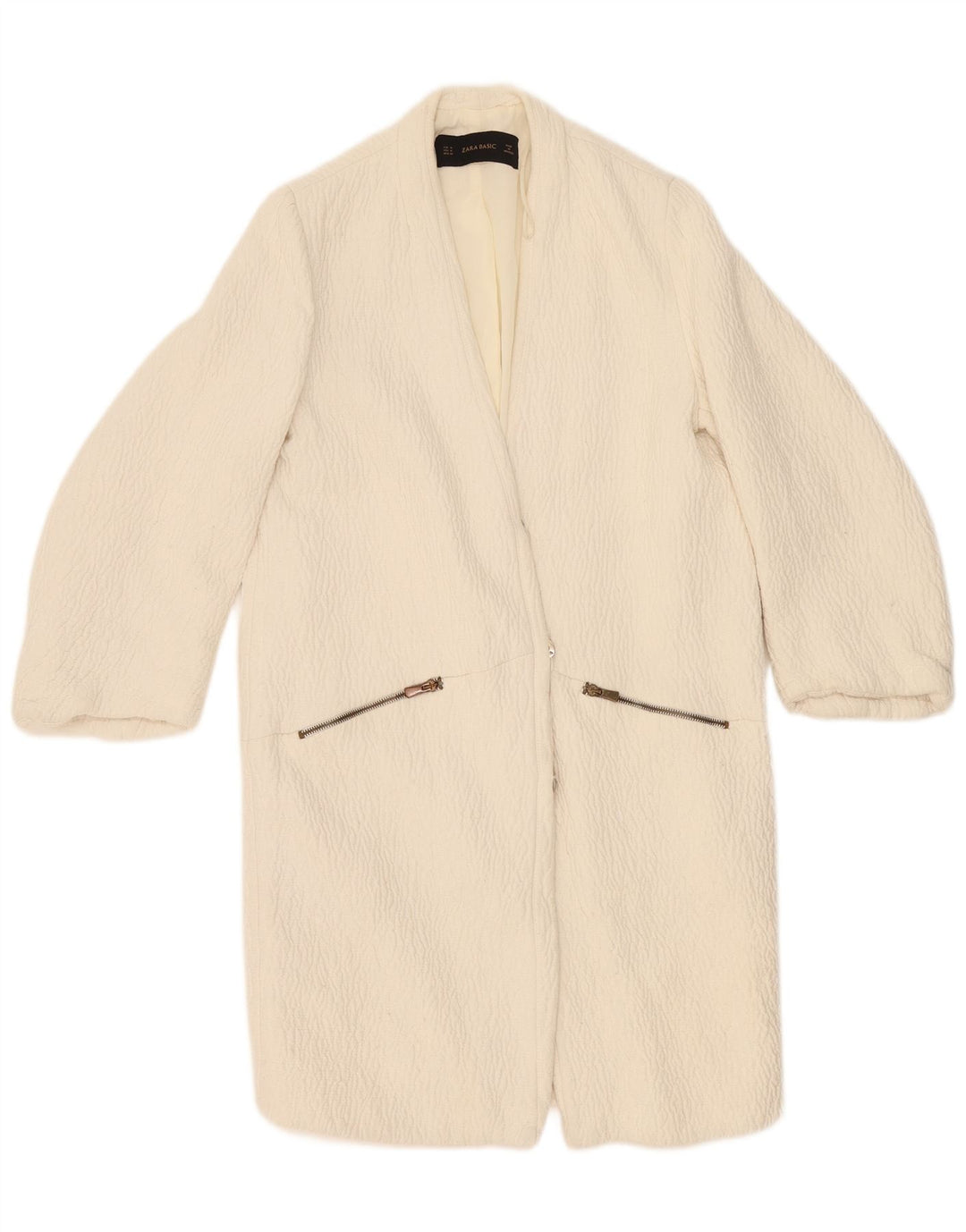 Zara Femme Pardessus UK 44 Moyen Blanc Cassé Polyester