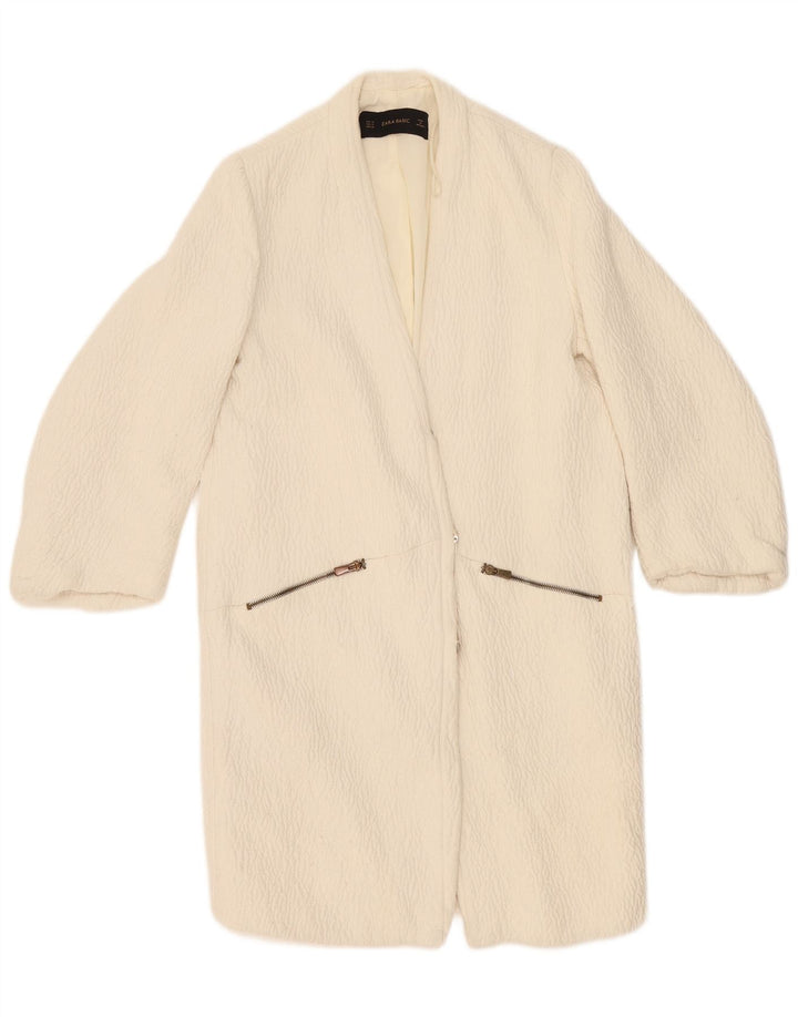 Zara Femme Pardessus UK 44 Moyen Blanc Cassé Polyester