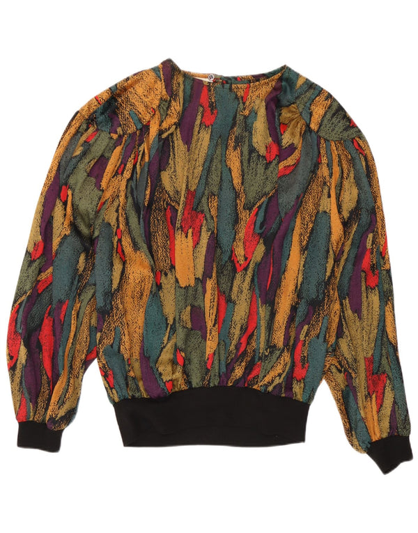vintage Womens Abstract Pattern Blouse Top UK 14 Grand Multicolore