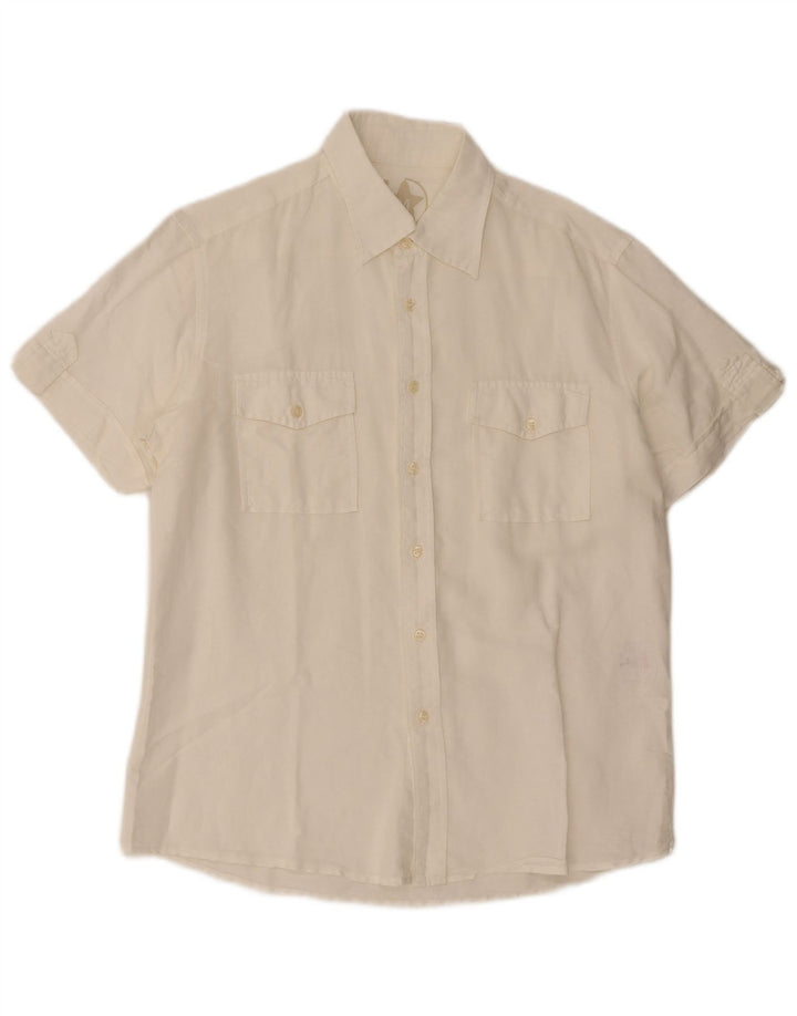 Mash Chemise à manches courtes pour homme en lin blanc cassé