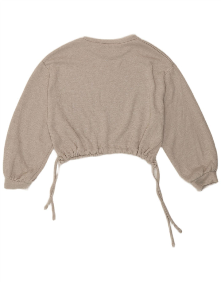 Zara Womens Crop Blouse Top UK 16 Large Gris Moucheté Polyester