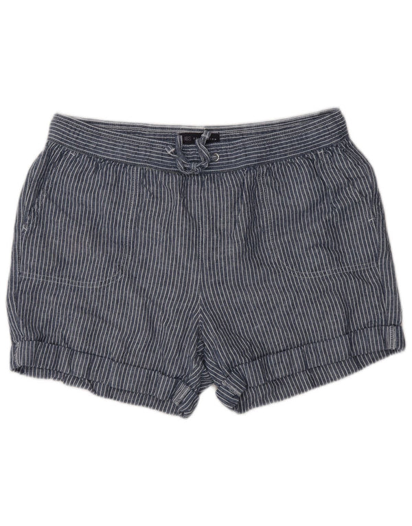 Marks & Spencer Short décontracté pour femme UK 14 Large W32 Bleu marine à fines rayures