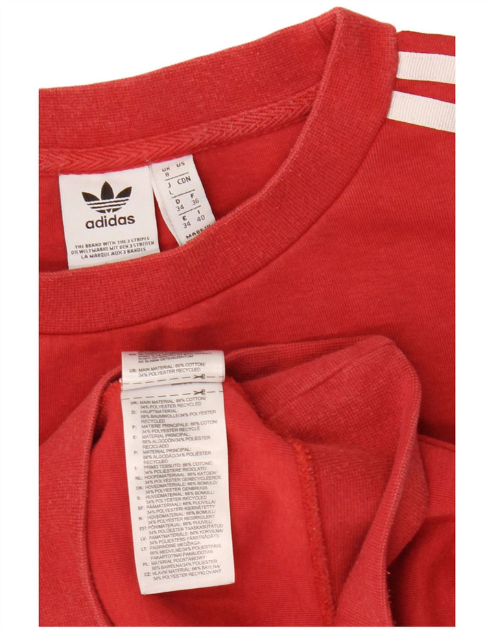 ADIDAS Sweat-shirt surdimensionné pour femme UK 8 Petit coton rouge