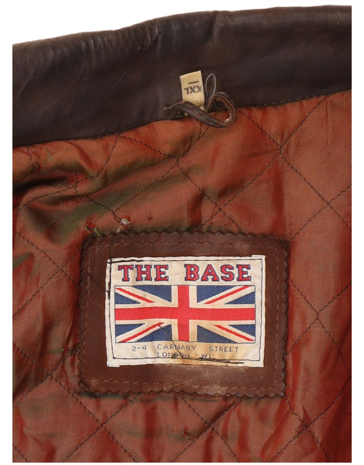 veste en cuir homme vintage UK 44 2XL Marron