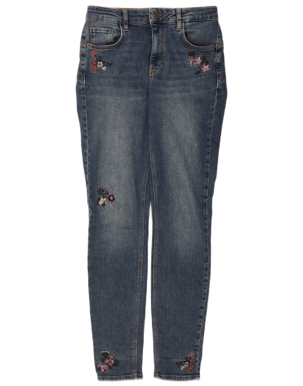Desigual Womens High Waist Skinny Jeans EU 40 Medium W26 L30 Blue Floral