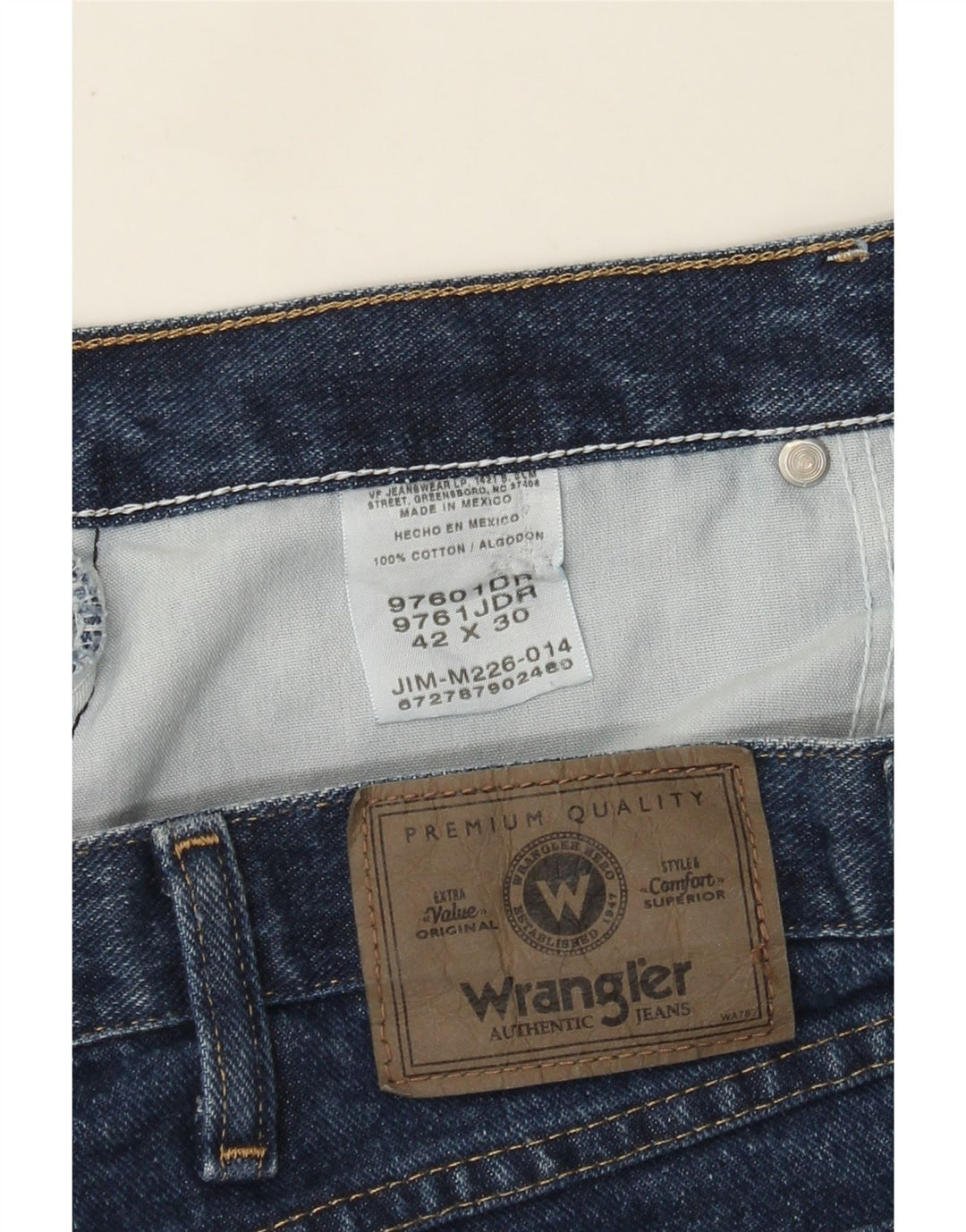 Wrangler Jean droit homme W42 L30 bleu coton