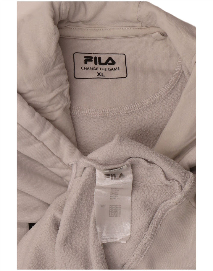 FILA Pull à capuche graphique XL homme blanc coton