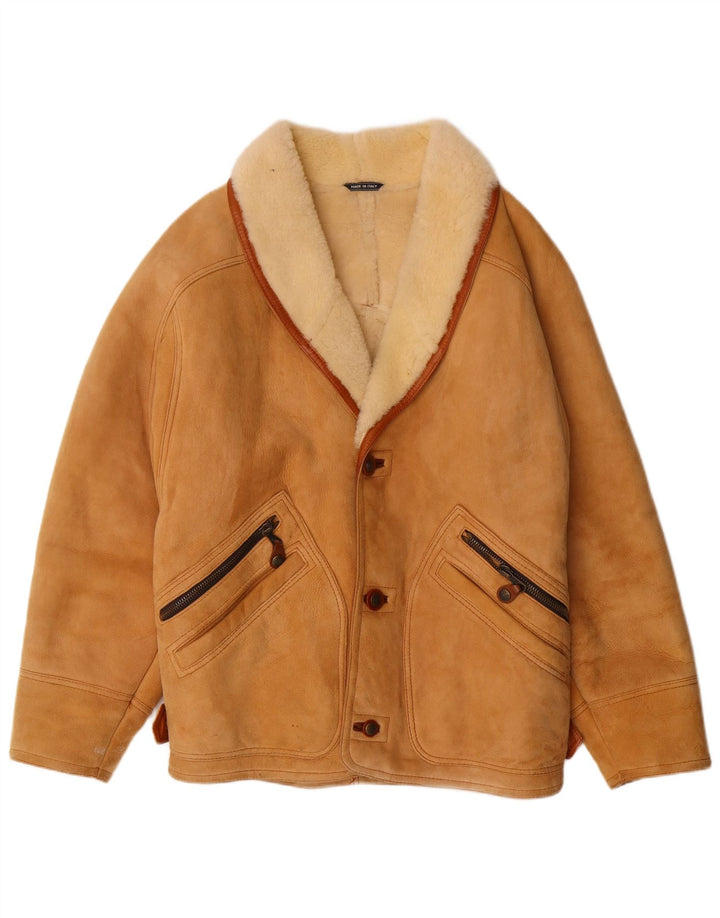 DIBI Veste en Shearling Homme Uomo IT 46 Petit Beige Shearling Classique