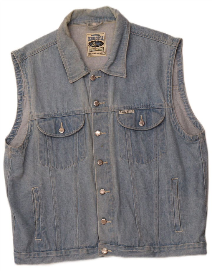 MARCEL CLAIR Gilet en jean pour homme UK 42 XL Bleu Coton