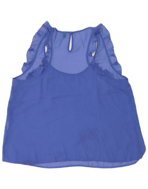 Benetton Chemisier sans manches pour femme UK 16 Large Bleu