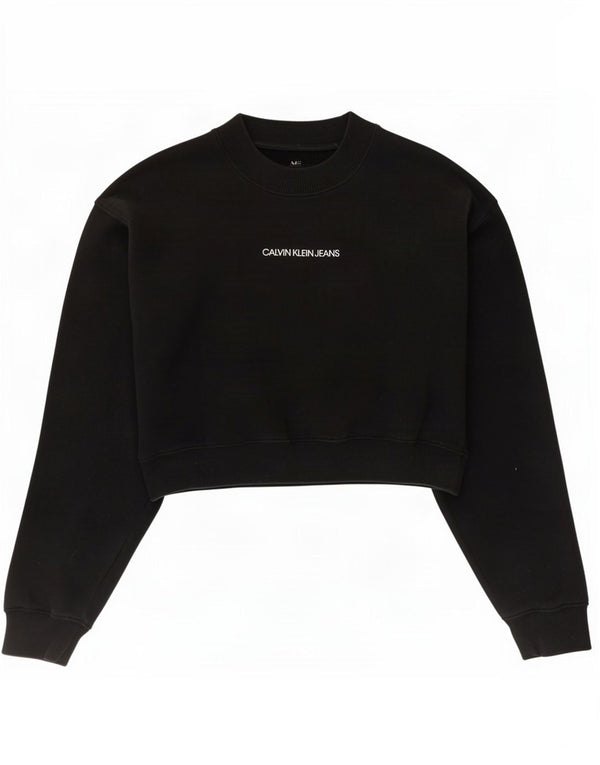 Calvin Klein Jeans Sweat-shirt court graphique pour femme UK 10 Petit Noir
