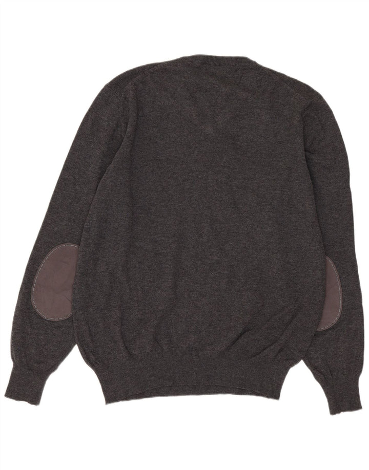 Fred Perry Pull Col V Homme Gris Moyen Laine