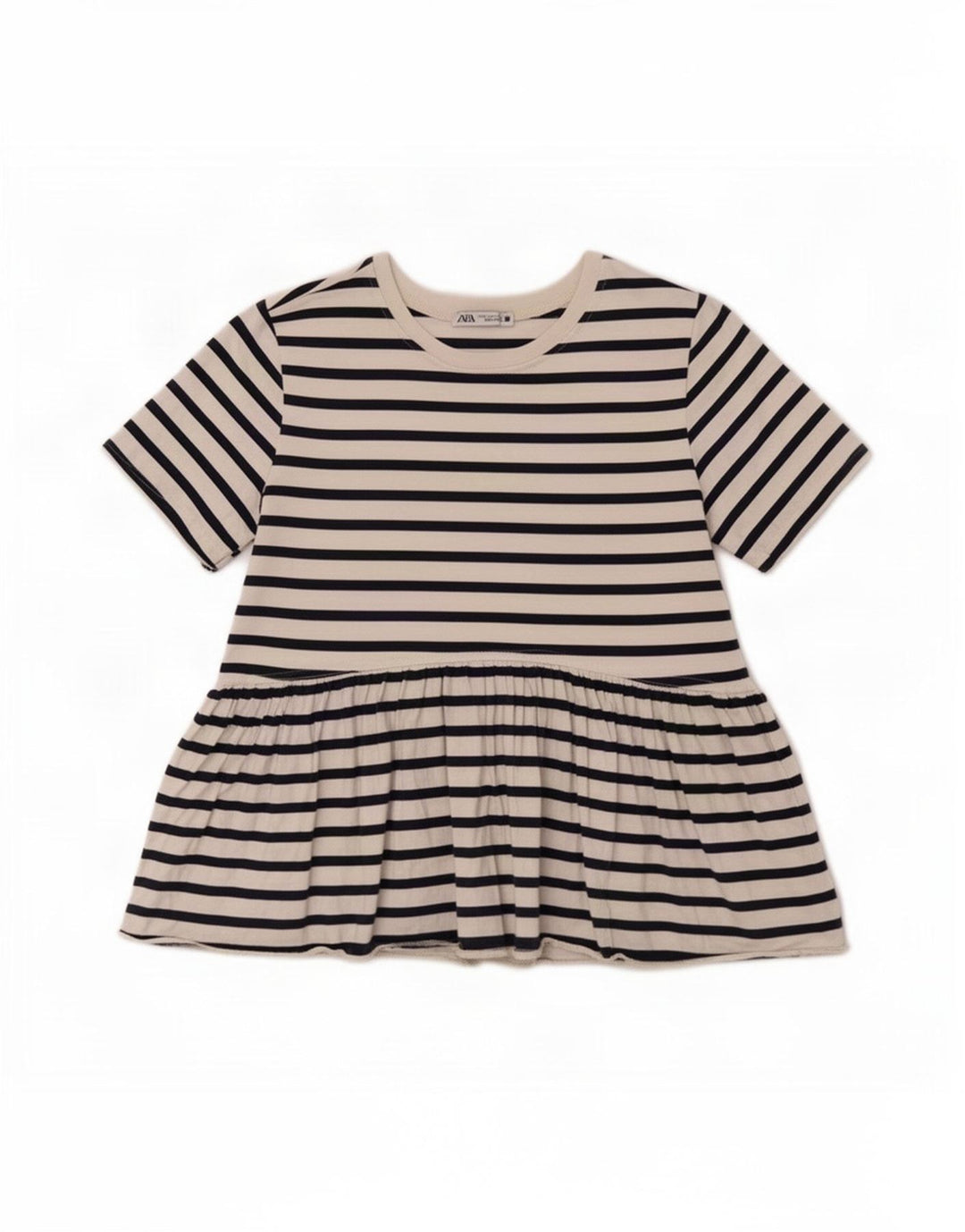 Zara Womens Blouse Top UK 10 Petit Blanc Rayé