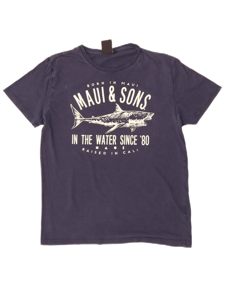 Maui and Sons T-Shirt Graphique Homme Bleu Marine Moyen