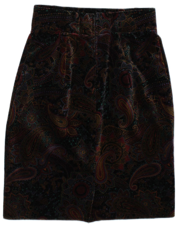 jupe crayon en velours femme vintage IT 42 Medium W28 Brown Paisley Cotton
