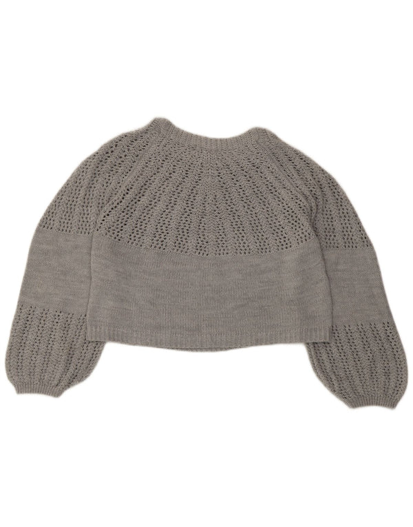 Topshop Pull court surdimensionné à col bateau pour femme UK 8 Petit Gris