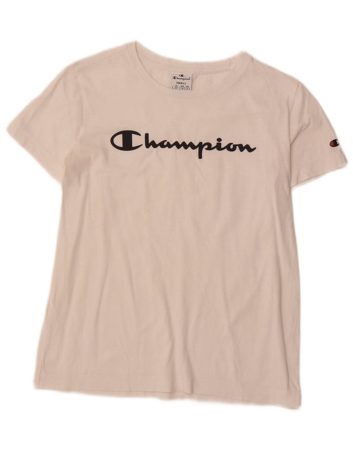 CHAMPION Womens Graphic T-Shirt Top UK 10 Small White