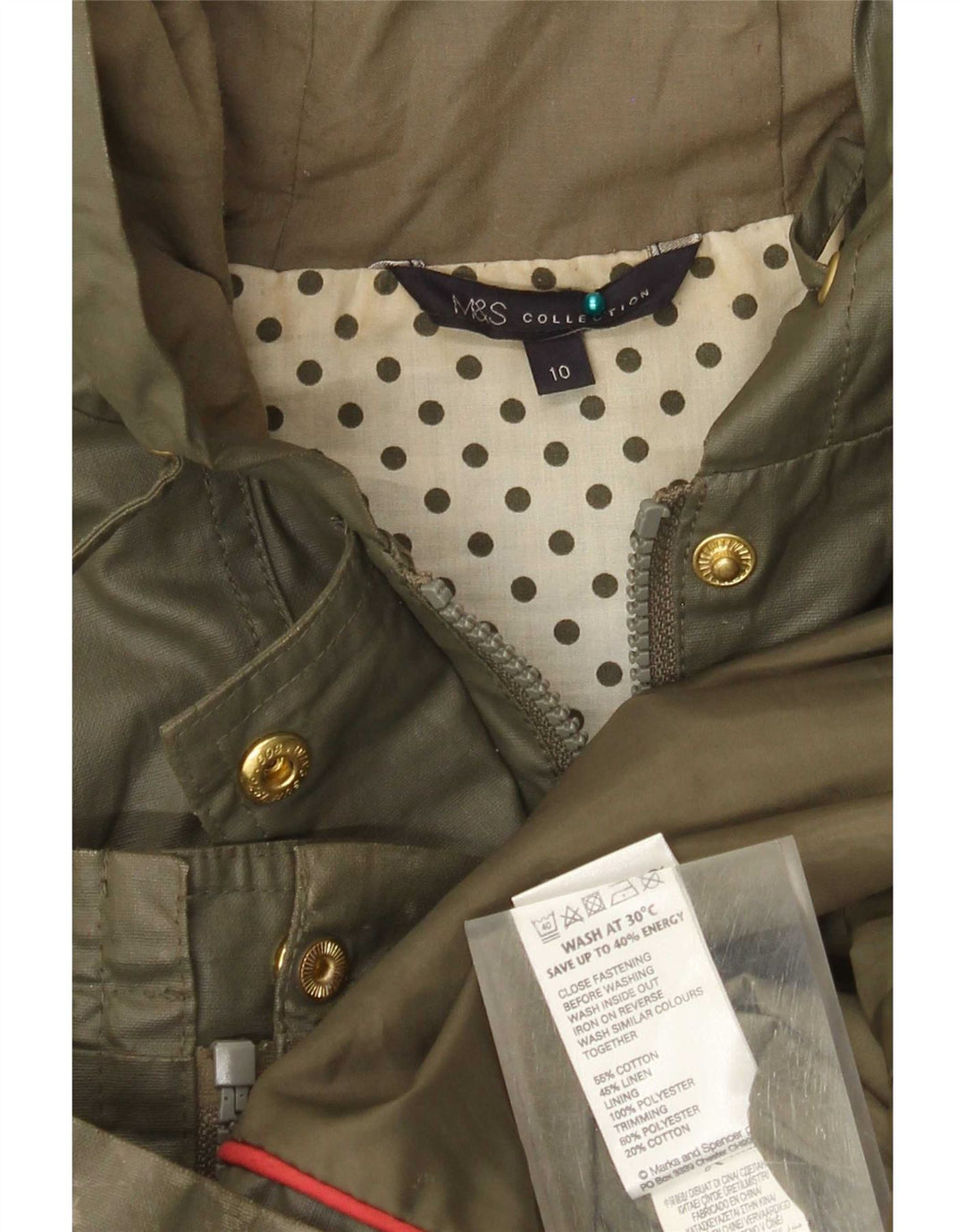 Marks & Spencer Veste cirée surdimensionnée à capuche pour femme UK 10 Small Vert
