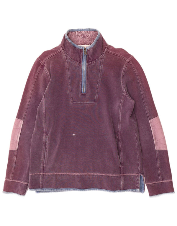 Fat Face Sweat-shirt col zippé pour homme en coton violet moyen