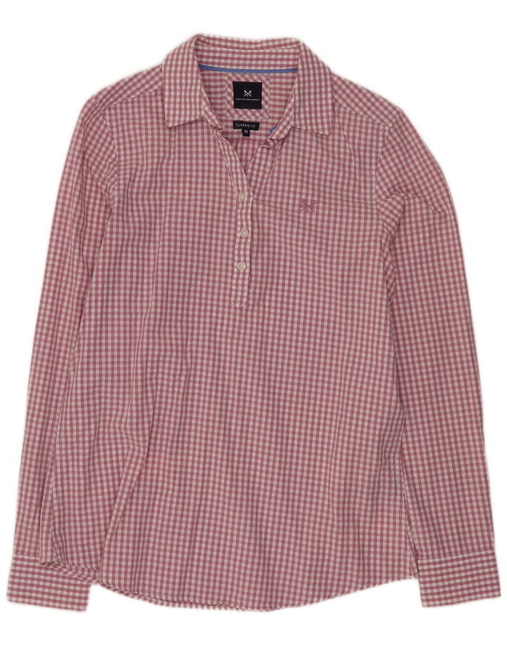 Crew Clothing Chemise pull coupe classique pour femme UK 10 Petit vichy violet
