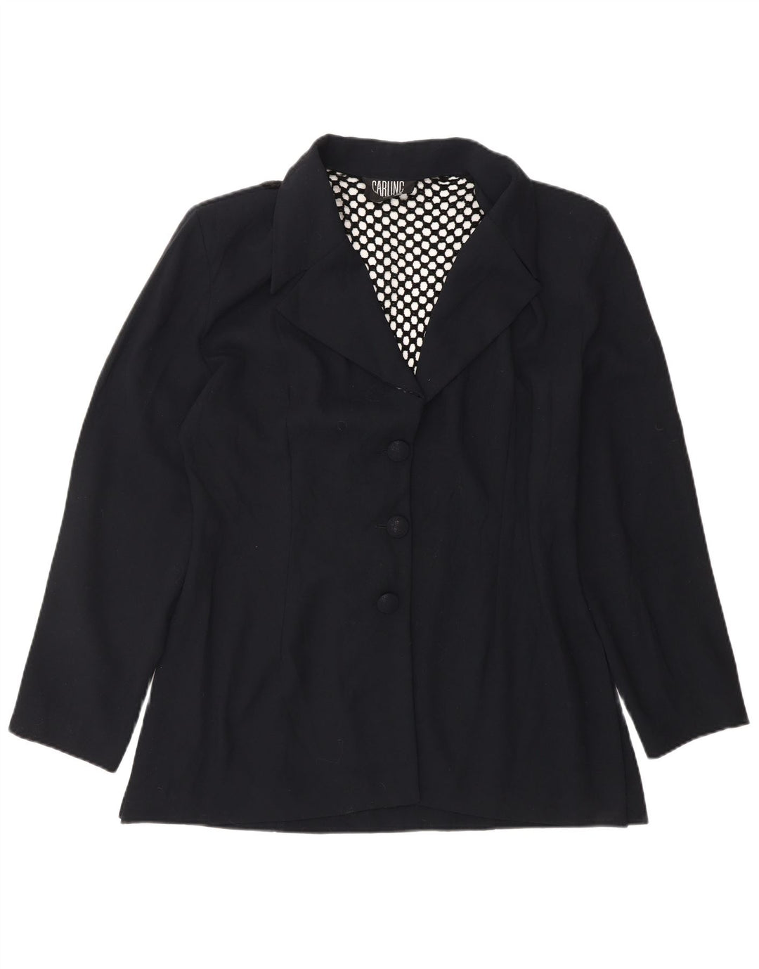VINTAGE Veste Blazer 3 Boutons Femme UK 14 Bleu Marine Moyen