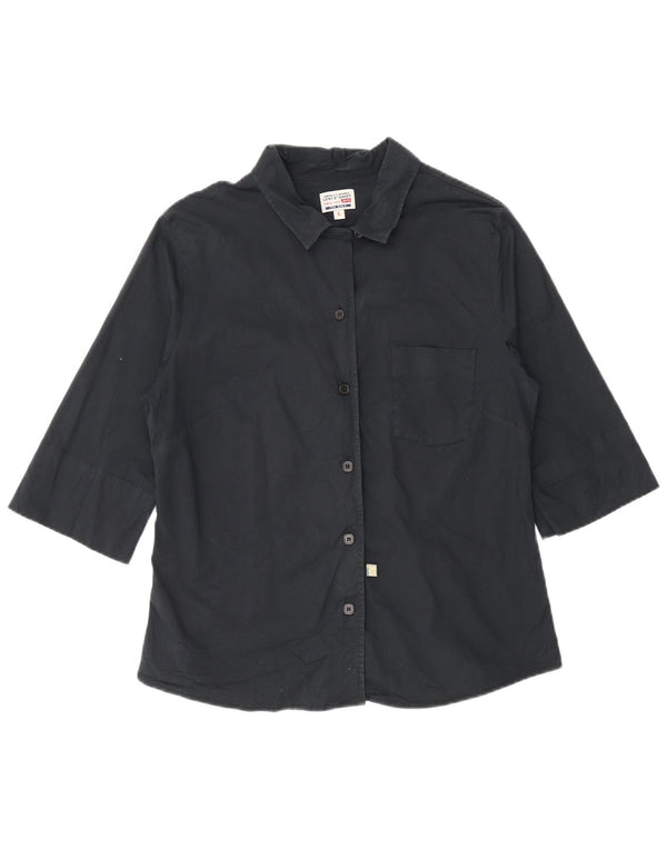 Levi's Chemise à Manches 3/4 Femme UK 14 Large Noir Coton