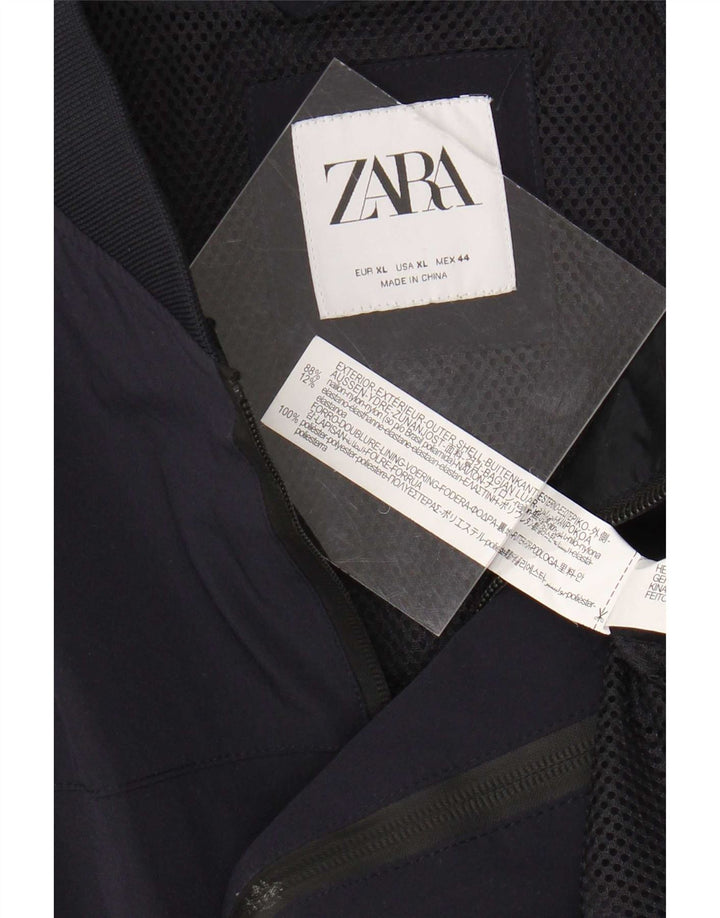 Zara Veste Bomber Homme IT 44 XL Bleu Marine Nylon