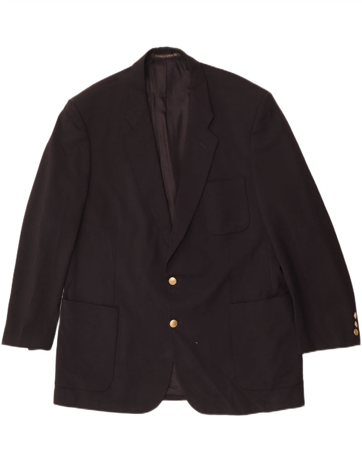 Marks & Spencer Veste blazer à 2 boutons pour homme UK 46 XL Noir Polyester