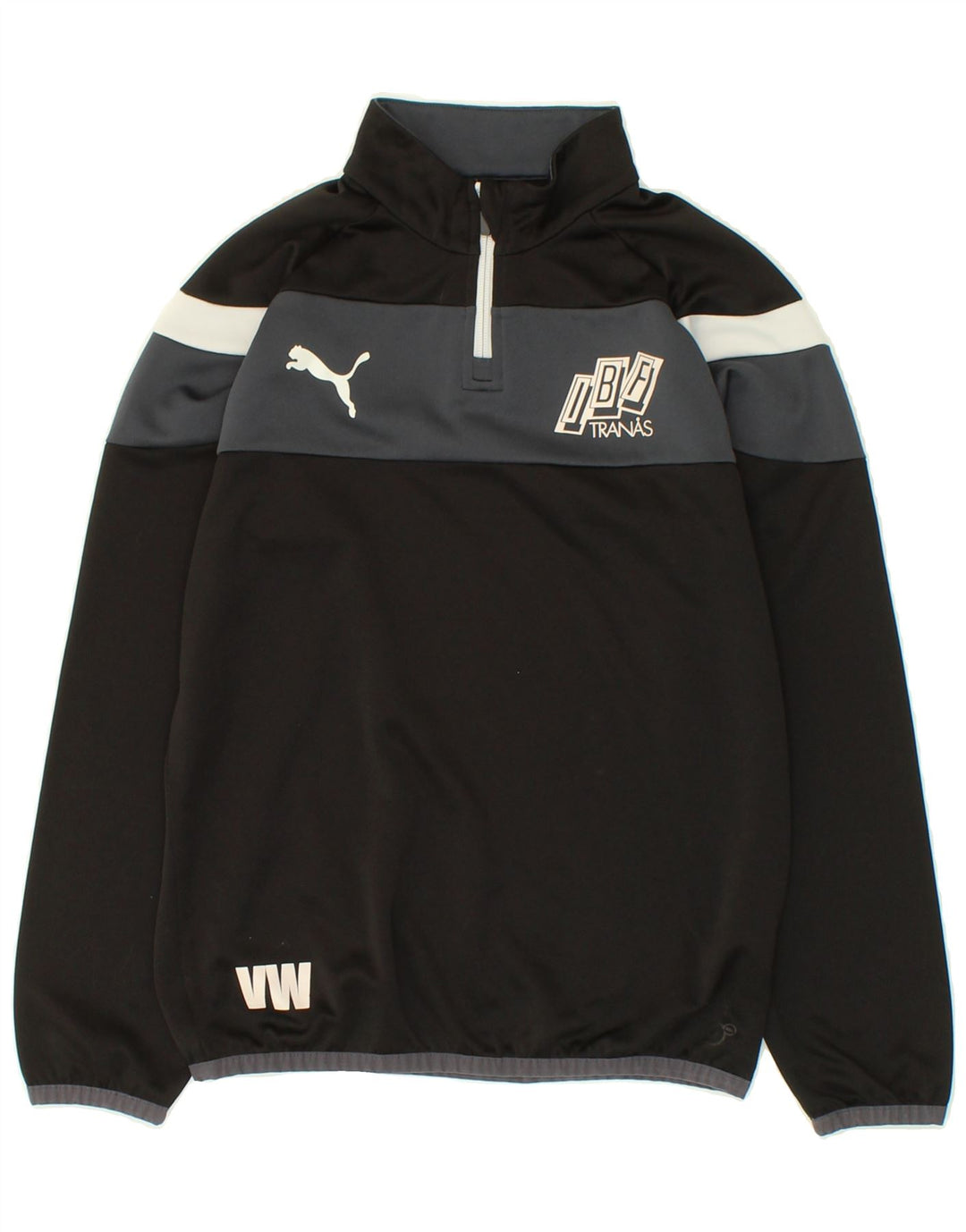 PUMA Boys Graphic Zip Neck Pullover Tracksuit Top 13-14 Years Black | Vintage Puma | Thrift | Second-Hand Puma | Used Clothing | Messina Hembry 