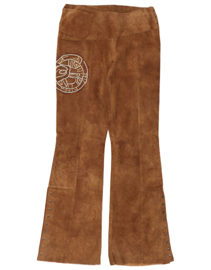 Pantalon en daim bootcut femme vintage moyen W30 L33 cuir marron