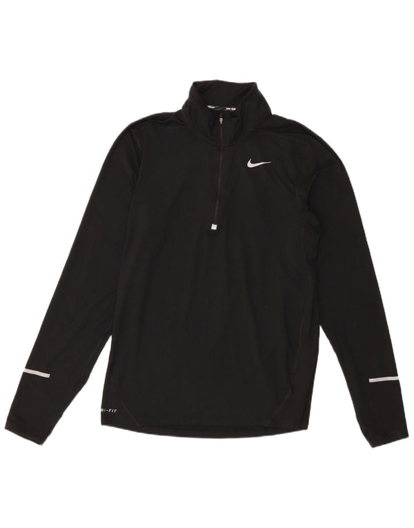 Nike Hommes Dri Fit Zip Neck Pull Survêtement Haut Petit Noir Polyester