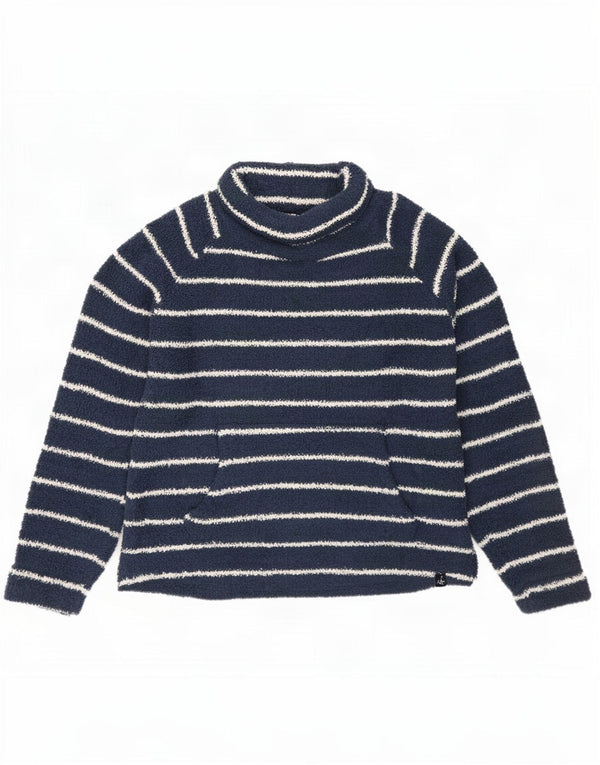 Weird Fish Pull col roulé pour femme UK 44 Large Bleu marine rayé