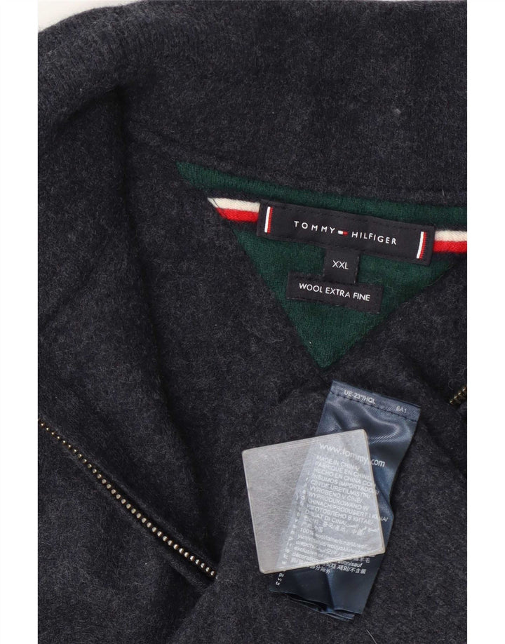 Tommy Hilfiger Pull à col zippé pour homme 2XL Bleu marine Laine