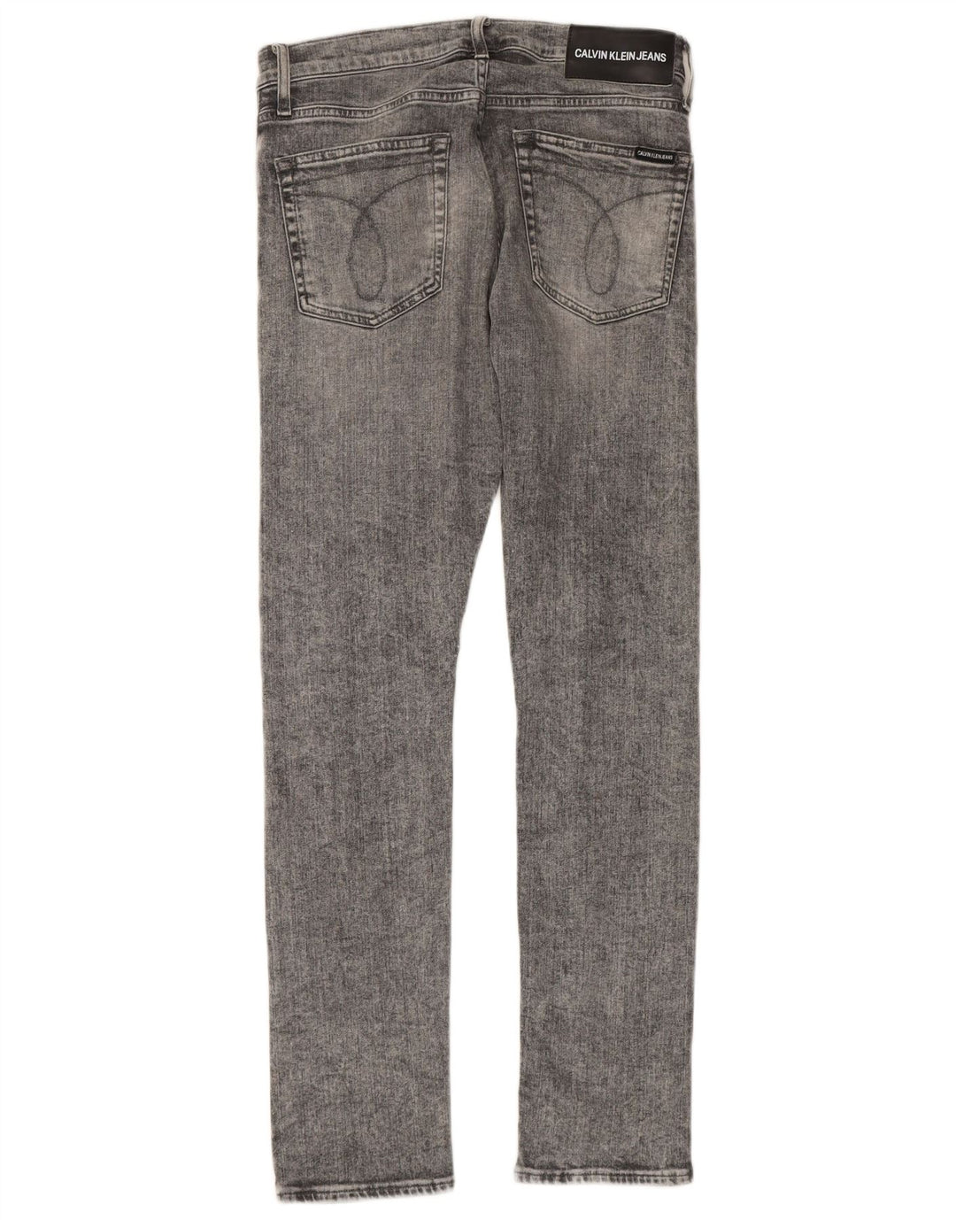 CALVIN KLEIN Jean Slim Effet Déchiré Femme W29 L32 Gris Coton