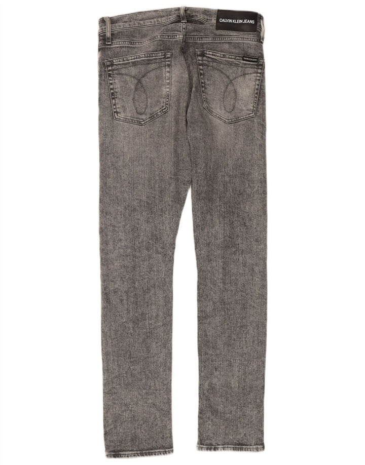 CALVIN KLEIN Jean Slim Effet Déchiré Femme W29 L32 Gris Coton
