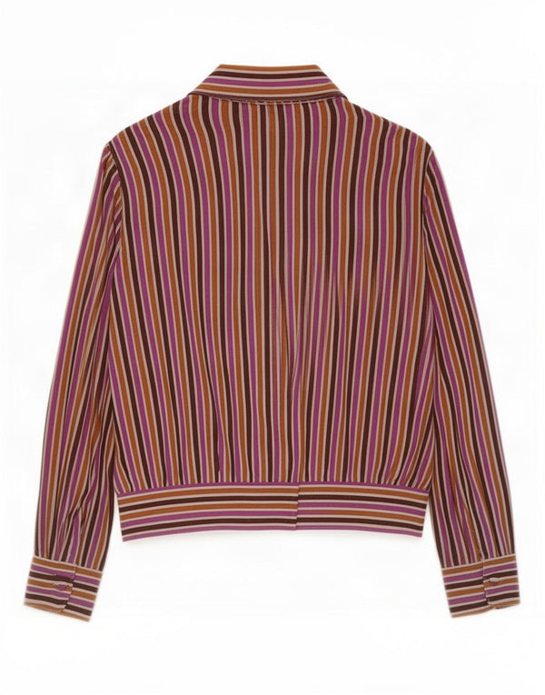 Benetton Chemisier à manches longues pour femme UK 16 Grandes rayures roses