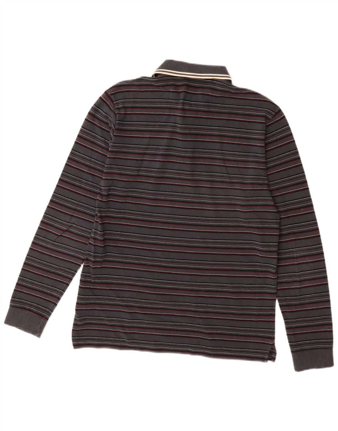 FRED PERRY Polo à Manches Longues Homme Gris Moyen Rayé Coton