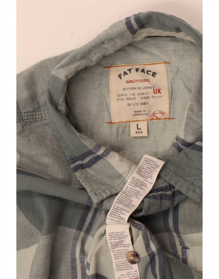 Fat Face Chemise Flanelle Homme Grand Carreau Gris Coton