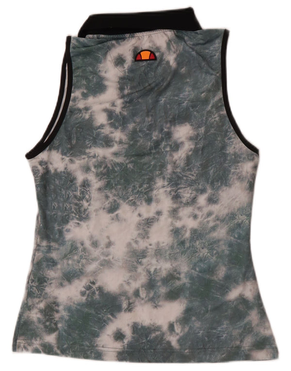 Ellesse Polo sans manches à col zippé pour femme UK 8 Small Green Tie Dye