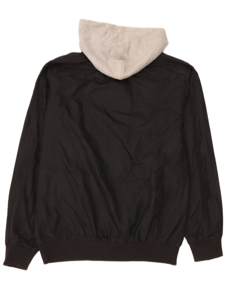 Adidas Veste bomber à capuche pour homme UK 40 Large Noir Colorblock Polyester