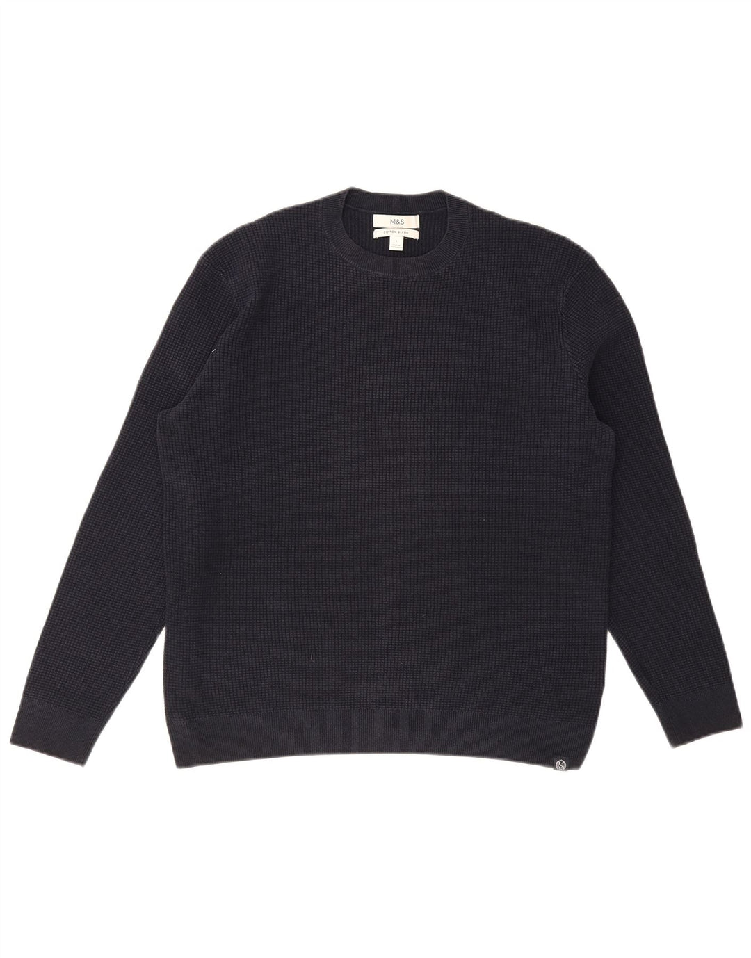 MARKS & SPENCER Pull à col rond pour homme en coton bleu marine Taille L
